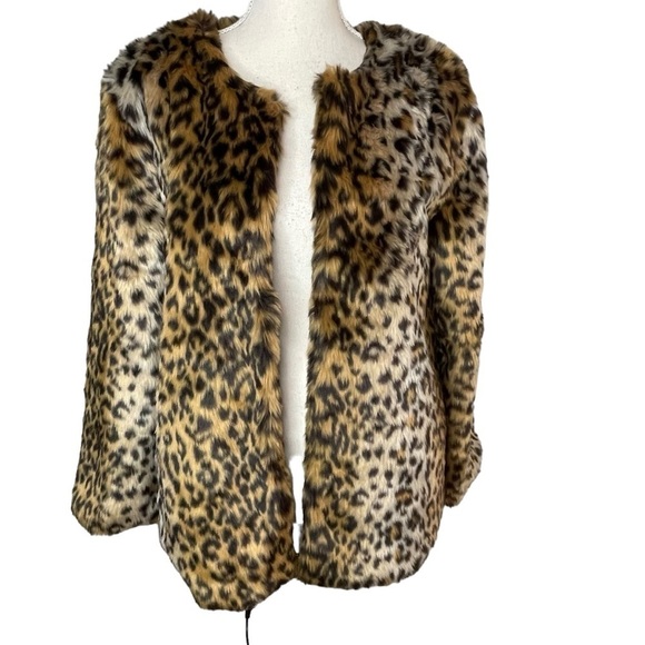 n:Philanthropy Faux Fur Leopard Print Jacket‎ Medium - Picture 1 of 7